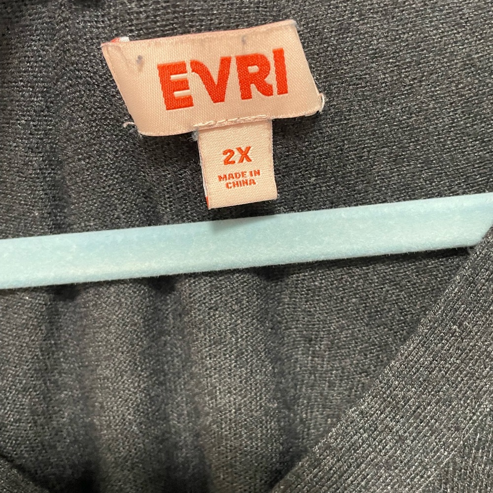 EVRI Women's Charcoal V-Neck Sweatshirt - Picture 3 of 3